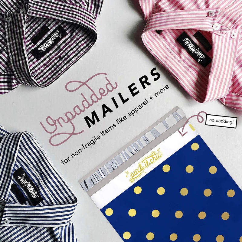 Pack It Chic - 10X13 (100 Pack) Navy Polka Dot - Thank You Poly Mailer Envelope Plastic Custom Mailing & Shipping Bags - Self Seal - Image 4